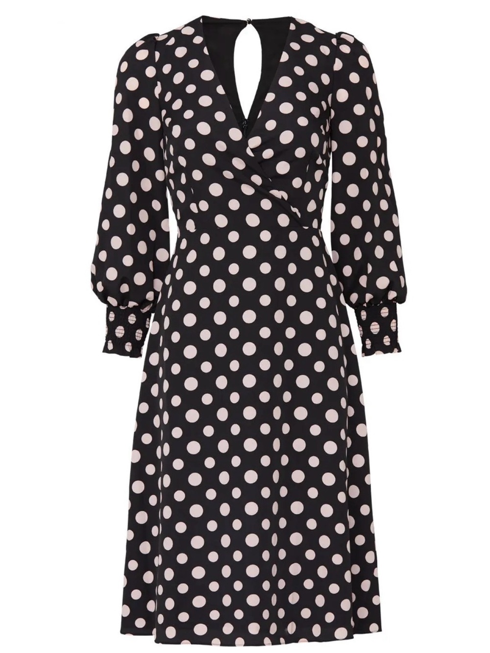 1901 Black Midi Dress with Blush Polka Dots NWT Size 10